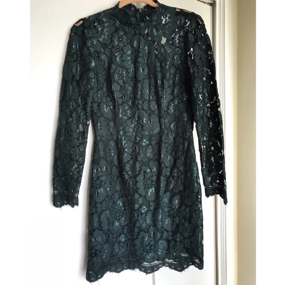 Betsey Johnson illusion floral lace sheath dress